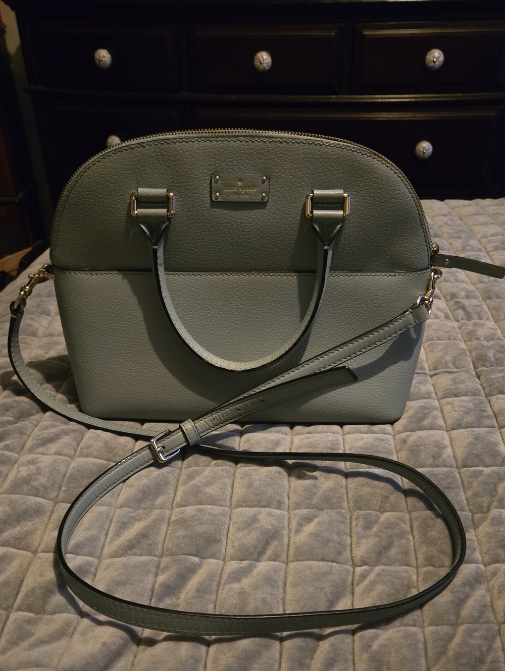kate spade Blue dome satchel with gold hardware